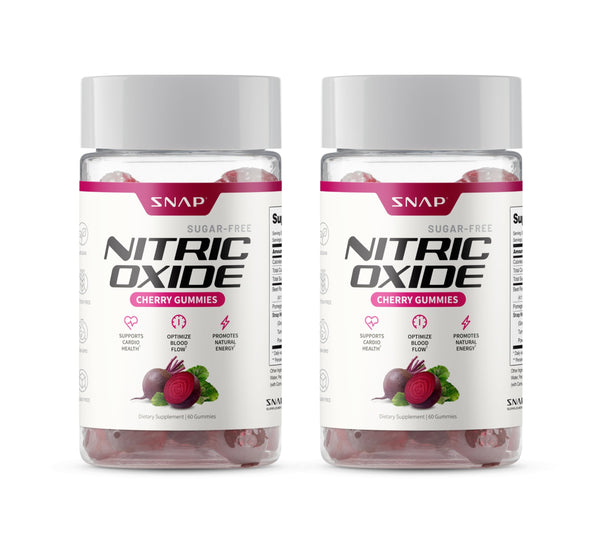 Snap Supplements Nitric Oxide Gummies - Beet Root Extract 300mg, Sugar Free Beetroot Supplement with Pomegranate Powder for Circulation & Natural Energy, 60 Vegan Gummies (2-Pack), Cherry Flavor