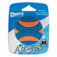 Thumbnail for Chuckit Ultra Squeaker Ball Natural Rubber Dog Toy Medium 2.5
