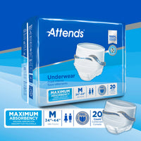Thumbnail for Attends Adult Absorbent Underwear, Medium [20 Count] - Maximum Absorbency for Men and Women - Disposable Pull-On Diapers with Tear-Away Sides and Breathable Waistband - AP0720