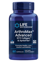 Thumbnail for Life Extension ArthroMax® Advanced NT2 Collagen™ & AprèsFlex®, glucosamine sulfate, Boswellia (Indian Frankincense), Joint Health, Mobility, Gluten-Free, Non-GMO, 60 Capsules