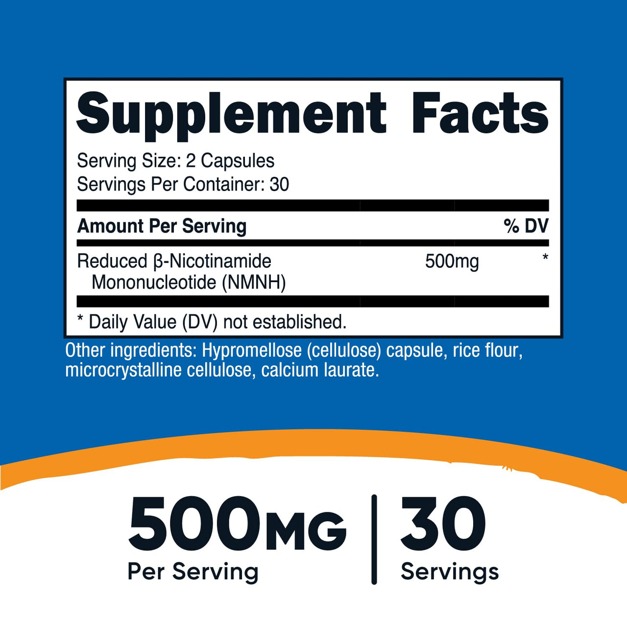 Nutricost NMNH Supplement (500mg) 60 Capsules - Reduced β-Nicotinamide Mononucleotide, Vegan, GMO-Free, Gluten-Free, 30 Servings