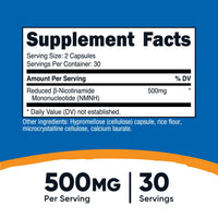 Thumbnail for Nutricost NMNH Supplement (500mg) 60 Capsules - Reduced β-Nicotinamide Mononucleotide, Vegan, GMO-Free, Gluten-Free, 30 Servings