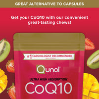 Thumbnail for Qunol CoQ10 200mg Soft Chews, Extra Strength & Ultra High Absorption Coenzyme Q10 Supplement, #1 Cardiologist Recommended Supplement for Heart Health, 90 Count
