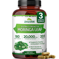 Thumbnail for Zazzee USDA Organic Moringa Leaf 20:1 Extract, 180 Vegan Capsules, 3 Month Supply, Certified Kosher, Moringa Oleifera, Antioxidant, Immune & Cellular Support, Superfood Supplement, Made in the USA