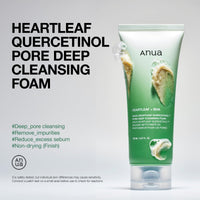 Thumbnail for Anua Heartleaf Quercetinol Pore Deep Cleansing Foam, Face wash for Pore Refining Cleanser, Hydrating Daily Facial Cleanser For Double Cleansing, Gentle Foaming with BHA, Korean Skincare, 5.07 fl.oz.