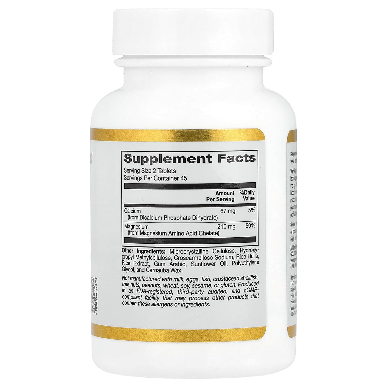 California Gold Nutrition Magnesium Chelate with Calcium, 90 Tablets