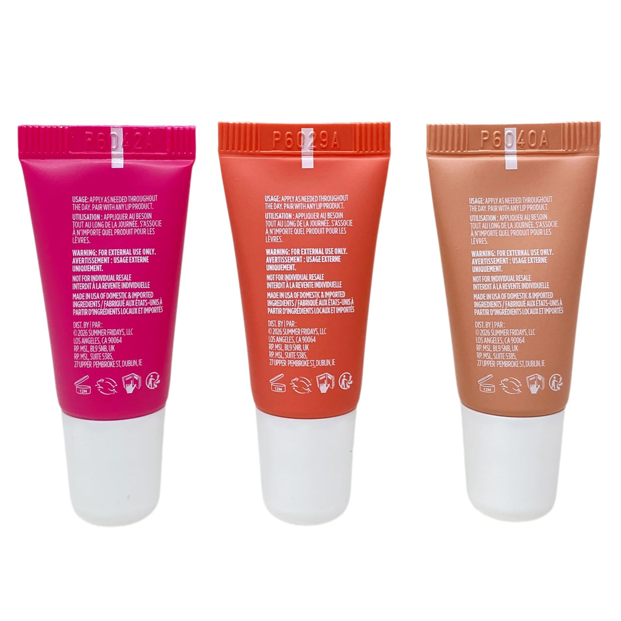 Summer Fridays Limited Edition The Sweet Summer Minis Lip Butter Balm Set - Berry Sorbet, Peach Granita & Sea Salt Caramel