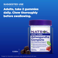 Thumbnail for Natrol Ashwagandha Complete Gummy, 3-in-1 Daily Stress Support, Supports Better Mood, Reduces Occasional Stress and Fatigue, 30 Gummies, Up to a 15 Day Supply