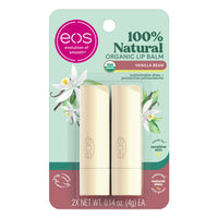 Thumbnail for eos 100% Natural & Organic Lip Balm Sticks - Vanilla Bean, All Natural Lip Balm, All-Day Moisture, Dermatologist Recommended, 0.14 oz, 2-Pack