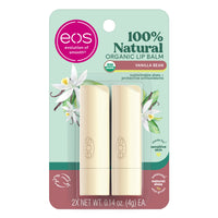 Thumbnail for eos 100% Natural & Organic Lip Balm Sticks - Vanilla Bean, All Natural Lip Balm, All-Day Moisture, Dermatologist Recommended, 0.14 oz, 2-Pack