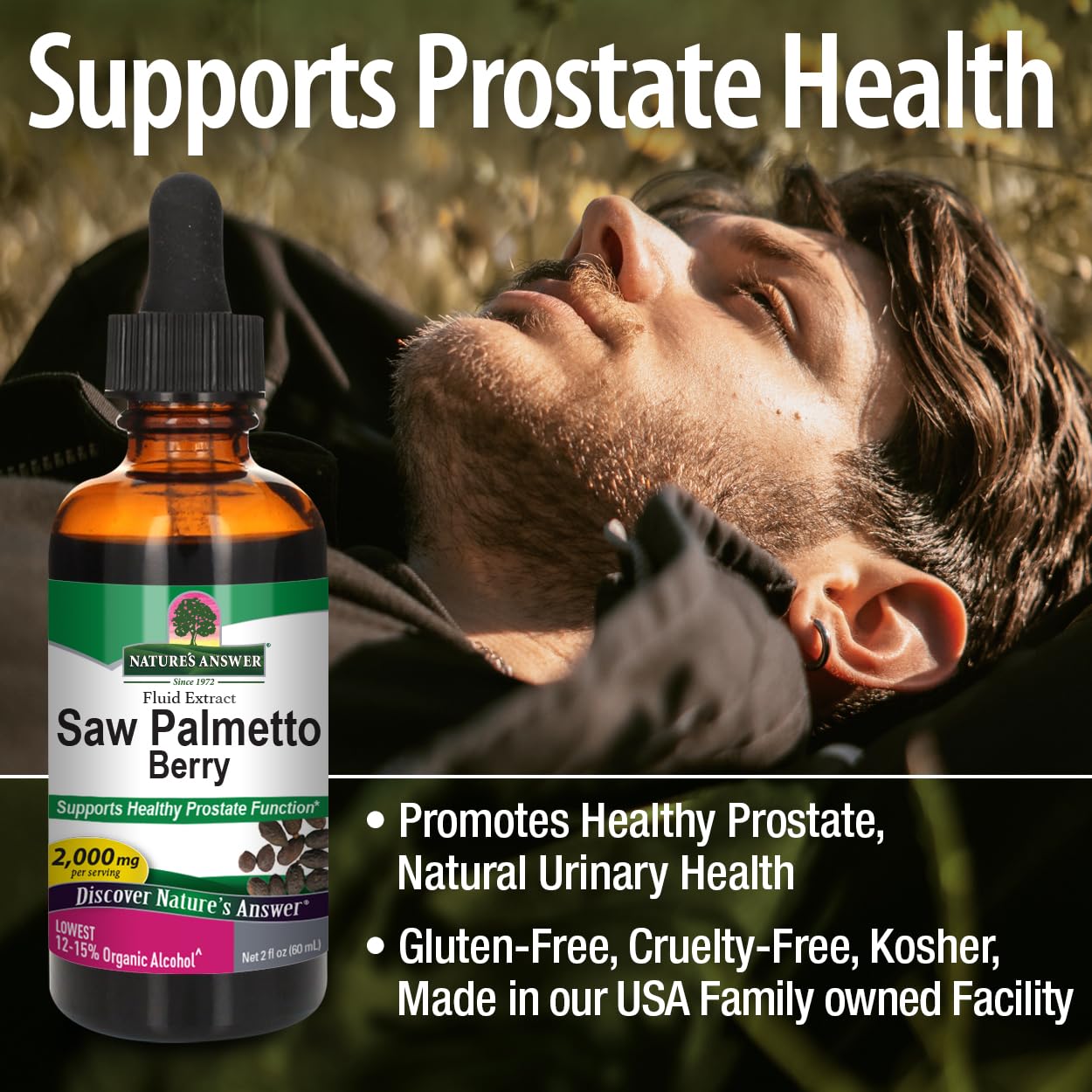 Natures' Answer Saw Palmetto Berry with Organic Alcohol, 2-Fluid Ounces (Packaging May Vary)
