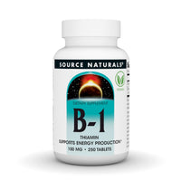 Thumbnail for Source Naturals Vitamin B-1, Thiamin, Supports Energy Production - 100 mg - 250 Tablets