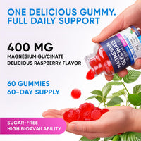 Thumbnail for Magnesium Glycinate Gummies 400mg, High Absorption Magnesium Supplement for Women, Men and Kids, Muscle Support and Relaxation, Sugar Free, Vegan, 60 Days Supply