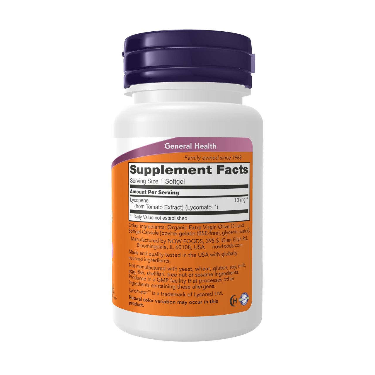 NOW Supplements, Lycopene 10 mg with Natural Extract from Tomatoes, Free Radical Scavenger*, 60 Softgels