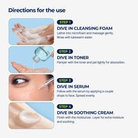 Thumbnail for Torriden DIVE IN Trial Kit | Hyaluronic Acid Infused Daily Skincare Kit - 4 Step Regimen with Foam Cleanser, Facial Toner, Serum, and Cream | Korean Skin Care Set