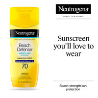Thumbnail for Neutrogena Sunscreen Lotion Beach Defense SPF 70, Face & Body Sunscreen, Broad Spectrum, Fast Absorbing, 6.7 Fl Oz, Water Resistant 80 Min, Oil-Free, Oxybenzone & Octinoxate Free