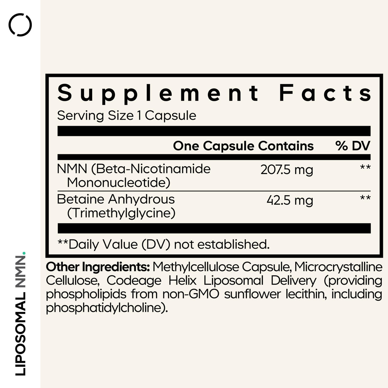 Codeage Liposomal NMN & TMG Supplement - Nicotinamide Mononucleotide NAD+ Precursor, Betaine Anhydrous Trimethylglycine TMG - Non-GMO - 30 Capsules