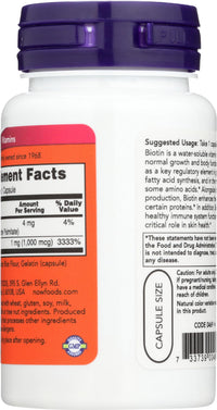 Thumbnail for Now Foods Biotin 1000 MCG - 100 Capsules