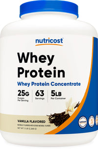 Thumbnail for Nutricost Whey Protein Powder, Vanilla, 5 pounds - Whey Protein Concentrate