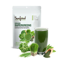Thumbnail for Sunfood Supergreens - Greens Superfood Powder, Super Greens Powder, Organic Greens Blend, Daily Green Juice Powder, Vegetable Smoothie Drink Mix for Gut Health with Chlorella & Spirulina - 8 oz Bag
