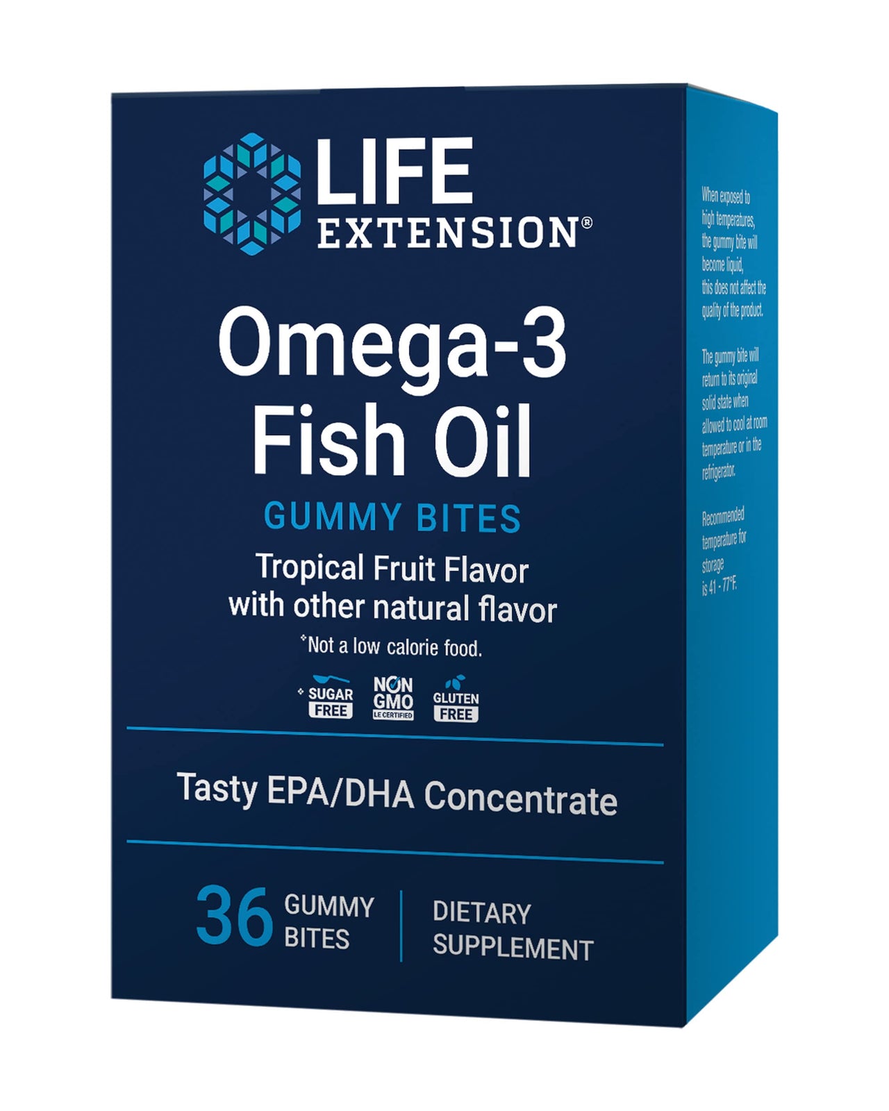 Life Extension Omega-3 Fish Oil Gummy Bites, EPA DHA Fatty acids, High-dose EPA DHA Support in a Delicious chewable Form, Non-GMO, Gluten Free, 36 Gummy Bites
