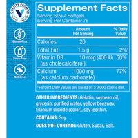 Thumbnail for The Vitamin Shoppe Calcium 1000MG - Bone Strength, Teeth Health & Muscle Function Support, Daily Mineral (300 Softgels)