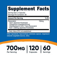 Thumbnail for Nutricost Resveratrol 700mg, 120 Capsules - Vegan, Gluten Free, Non-GMO
