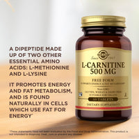 Thumbnail for Solgar L-Carnitine 500 mg - 60 Tablets - Non-GMO, Vegan, Gluten Free, Dairy Free, Kosher - 30 Servings