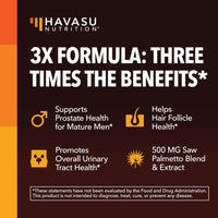 Thumbnail for Saw Palmetto Supplement with Stinging Nettle and Pumpkin Seed Extract - Advanced 3X Formula - DHT Blocker Urinary Health and Prostate Support for Mens Health - Vegan, Non-GMO Capsules - 2 Month Supply