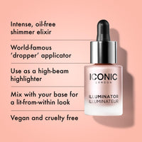 Thumbnail for ICONIC LONDON Illuminator - Liquid Highlighting Drops for a Radiant Glow, Cruelty-Free, Vegan Makeup, Shine (Pink Pearl) 0.45 Fl oz