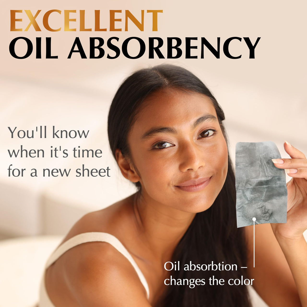 Natural Oil Blotting Sheets for Face with Bamboo Charcoal - 25% Larger - 3pk/300 Makeup Friendly Oil Absorbing Sheets for Face - Easy Dispensing Blotting Papers - Perfect for Keeping in Purse