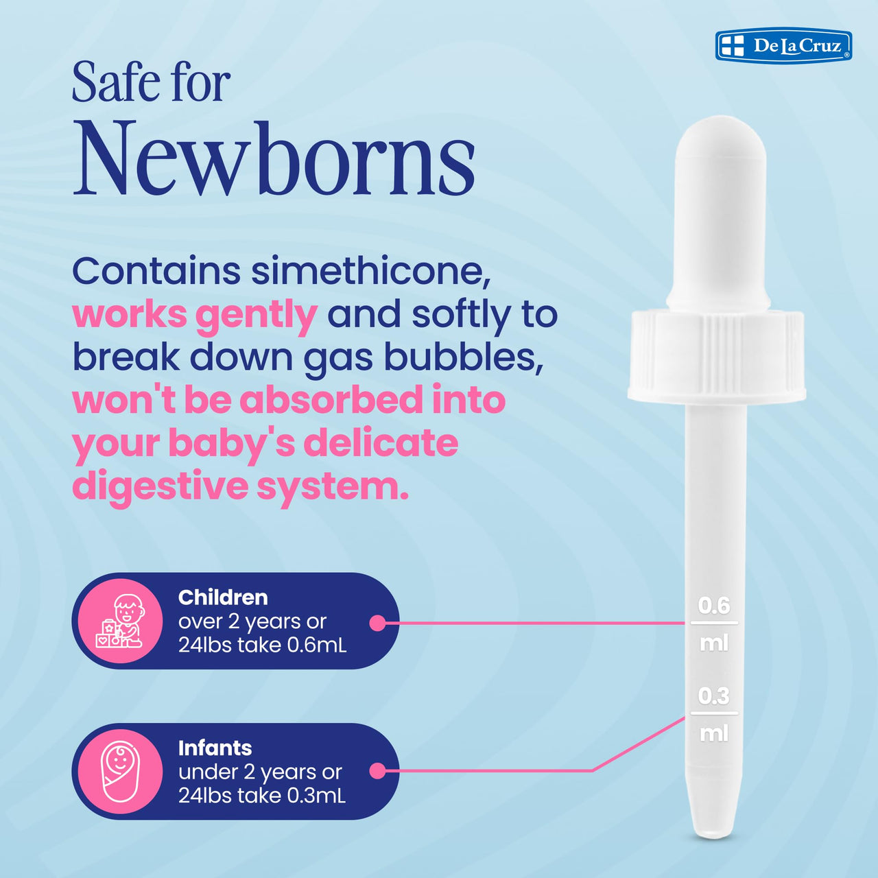 De La Cruz Gas Drops for Babies - Quita Cólicos Infant Gas Relief with Simethicone - Safe Colic Drops for Newborns 1 FL. OZ. (30 mL)