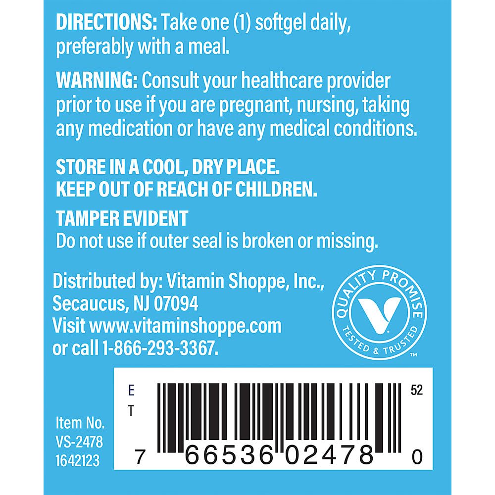 The Vitamin Shoppe Vitamin D3 1000IU - Bone Immune & Cellular Health | Cholecalciferol Softgels | 200 Softgels | Gluten-Free