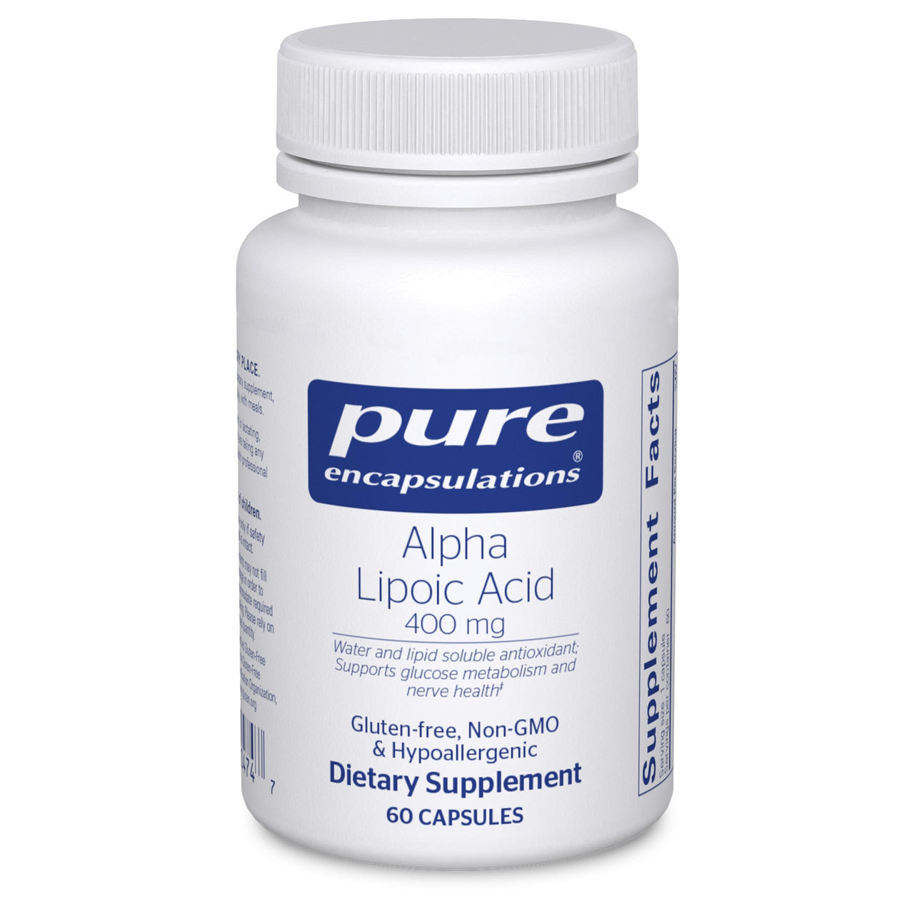 Pure Encapsulations Alpha Lipoic Acid 400 mg | ALA Supplement for Liver Support, Antioxidants, Nerve and Cardiovascular Health, Free Radicals, and Carbohydrate Support* | 60 Capsules
