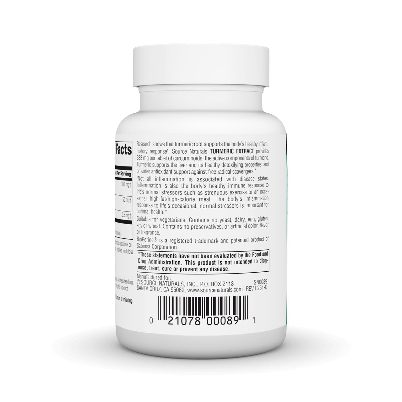 Source Naturals Turmeric Extract - Supports Healthy Inflammatory Response* - 100 Tablets