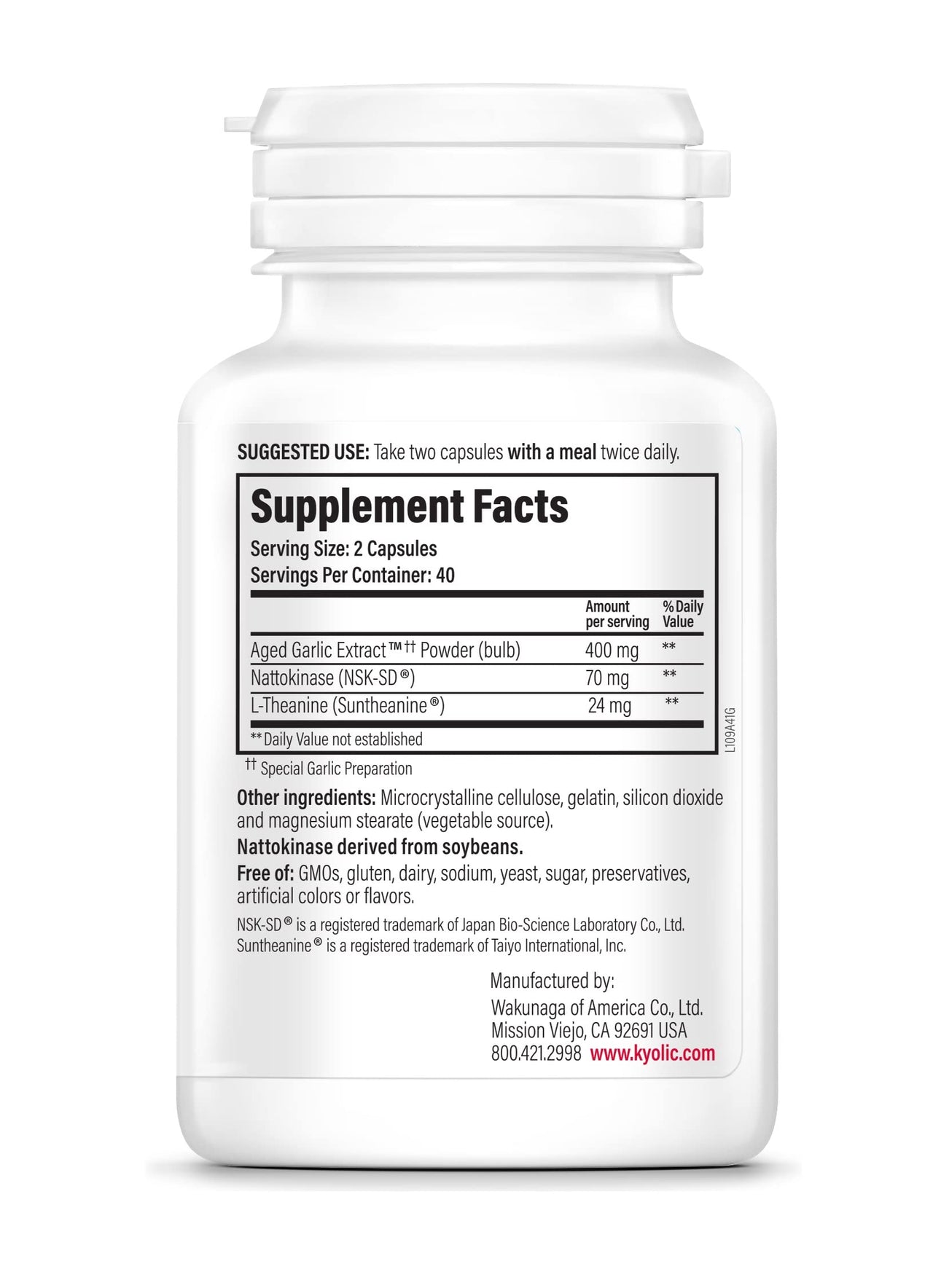 Kyolic Aged Garlic Extract Formula 109, Blood Pressure Health, 80 Capsules