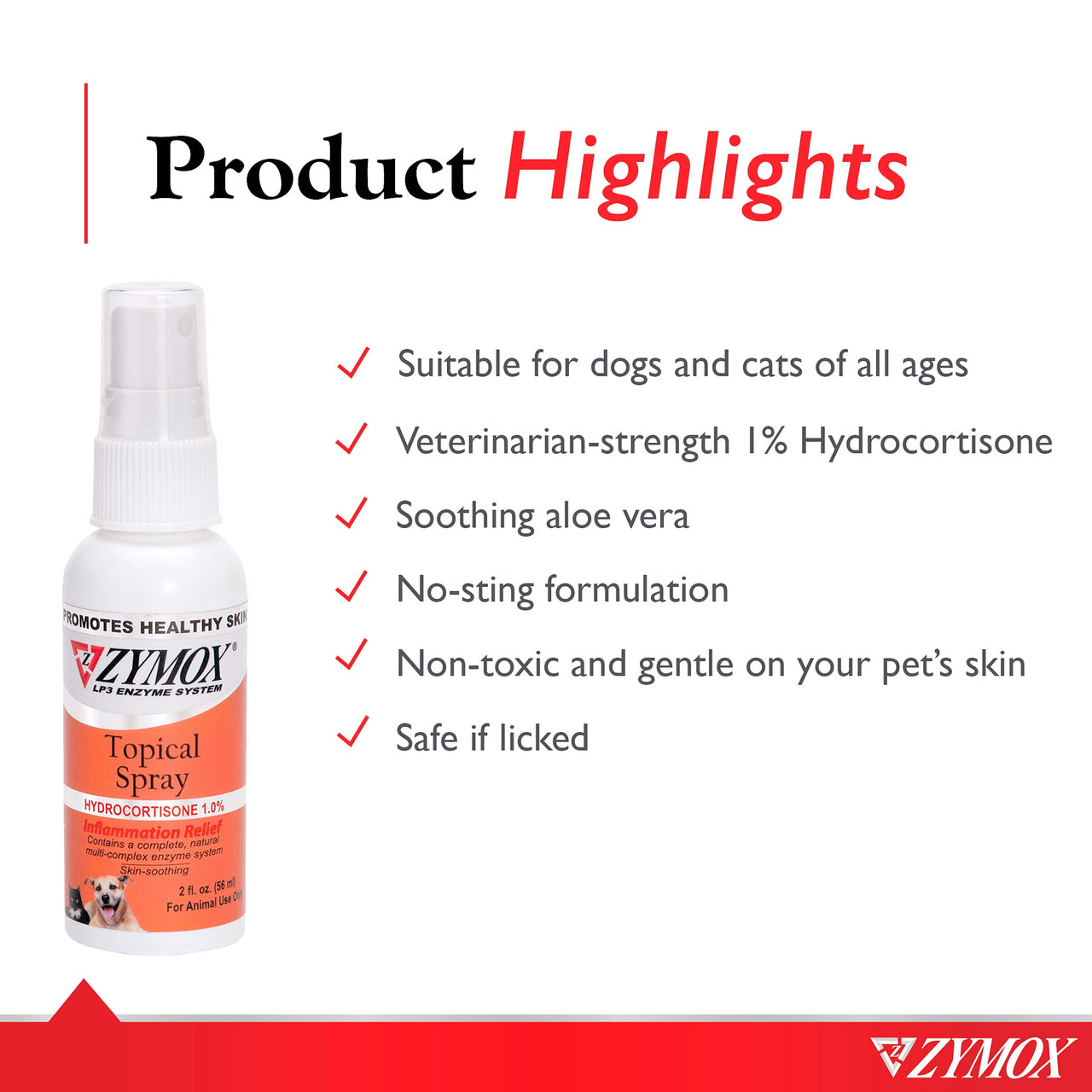 Zymox Topical Hot Spot Spray for Dogs and Cats with 1% Hydrocortisone, 2oz
