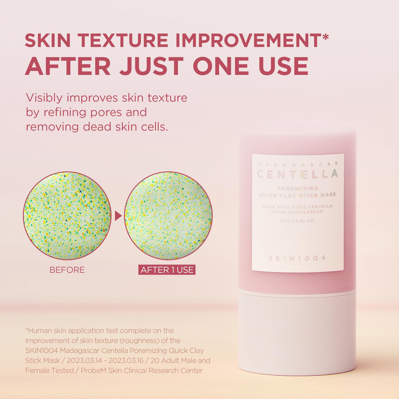 SKIN1004 Poremizing Quick Clay Stick Mask, Face Mask Skincare for Pore Minimizing, Facial Clay Mask with Centella, Pore Minimizer for Sebum Control, Pink Mud Mask, Korean Skin Care, 0.95 oz / 27g