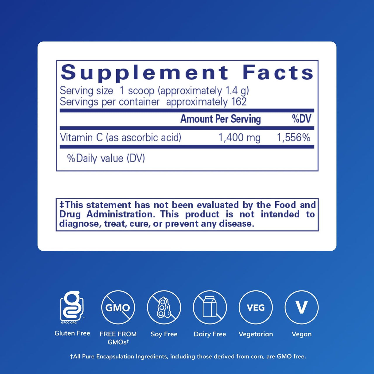 Pure Encapsulations Ascorbic Acid Powder | Hypoallergenic Vitamin C Supplement for Antioxidant Support* | 8 Ounces