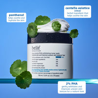 Thumbnail for belif Aqua Bomb PHA Exfoliating Toner Pads: 2% PHA, Centella, HA Exfoliation & Hydration Toner Pads, Lightweight, Good for Dryness, Uneven Texture, Pores, Dullness, Oiliness, Korean Skin Care