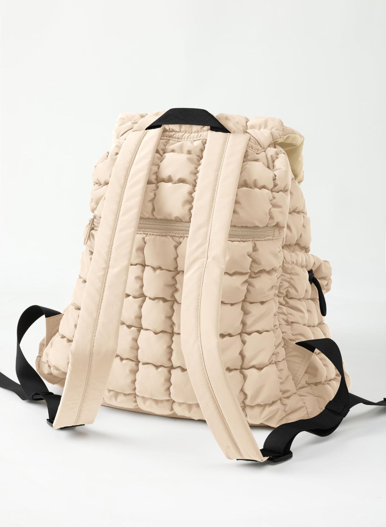 ODODOS Quilted Backpack 2.0 for Women Lightweight Puffer Hiker Pack Drawstring Padding Travel Gym Bag, Ivory