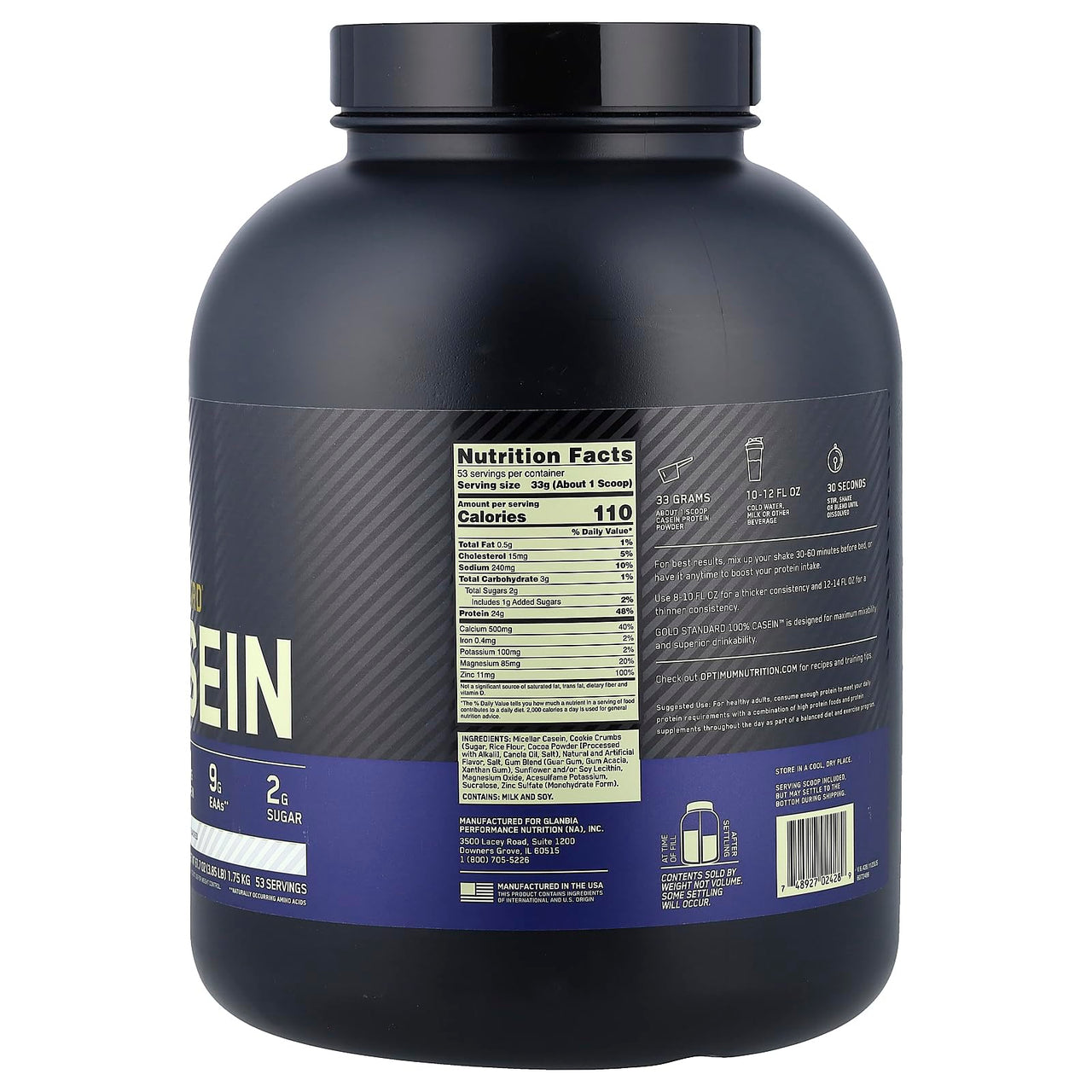 Optimum Nutrition 100% Casein,Cookies & CRM, 4.0 LB
