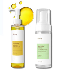 Thumbnail for iUNIK Calendula Jojoba Oil Cleanser Gentle Makeup Remover Pore Cleansing Oil & Centella Bubble Foaming Facial Cleanser Vegan Soothing Moisturizing Dry Oily Sensitive Skin Korean Skincare