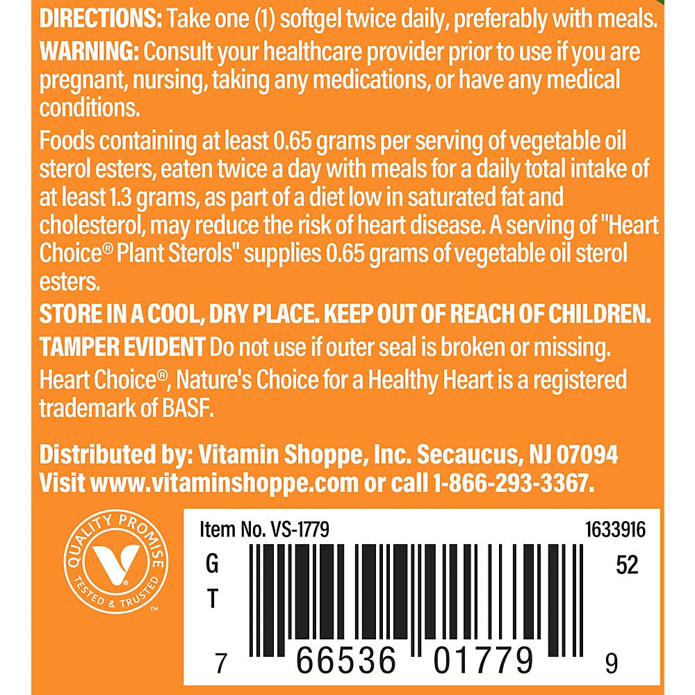 The Vitamin Shoppe Heart Choice® Plant Sterols, Supports Cardiovascular (60 Softgels)