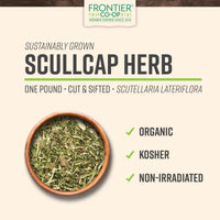 Thumbnail for Frontier Co-op Organic Scullcap Herb Cut & Sifted Certified Organic Herbal Supplement 1lb - Skullcap Herb for Tincture, Tea, Supplement
