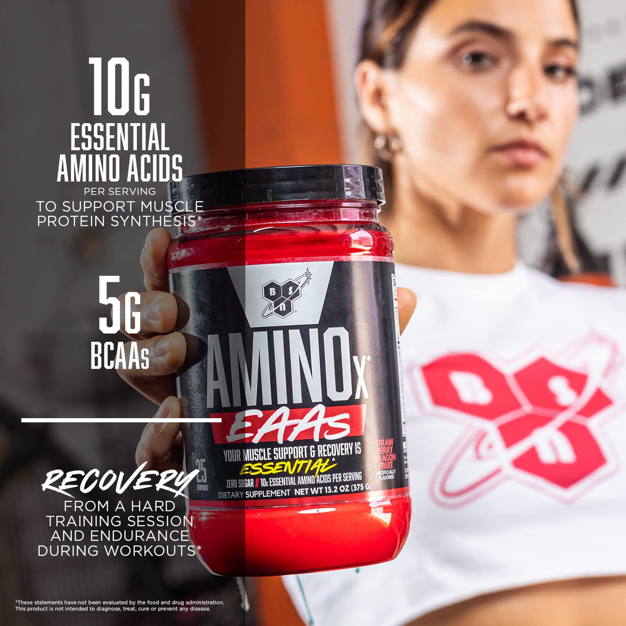 BSN Amino X EAAs, Muscle Recovery & Endurance, 10g Essential Amino Acids, 5g BCAAs, Zero Sugar, Caffeine Free, Watermelon Splash, 13.2oz, 25 Servings