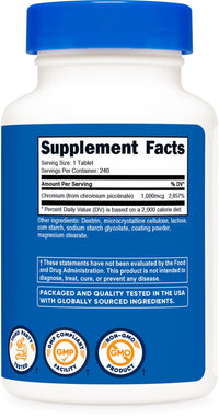 Thumbnail for Nutricost Chromium 1000mcg, 240 Tablets - Gluten Free, Non-GMO