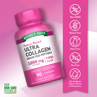 Thumbnail for Nature's Truth Collagen Peptides | 90 Caplets | Type 1 and 3 with Vitamin C | Grass Fed, Non-GMO & Gluten Free Supplement