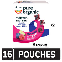 Thumbnail for Pure Organic Twisted Fruit Bites, Kids Snacks, Fruit Snacks, Blueberry Raspberry (16 Pouches)