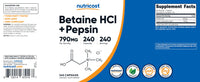 Thumbnail for Nutricost Betaine HCl + Pepsin 790mg, 240 Capsules - Vegetarian & GMO Free